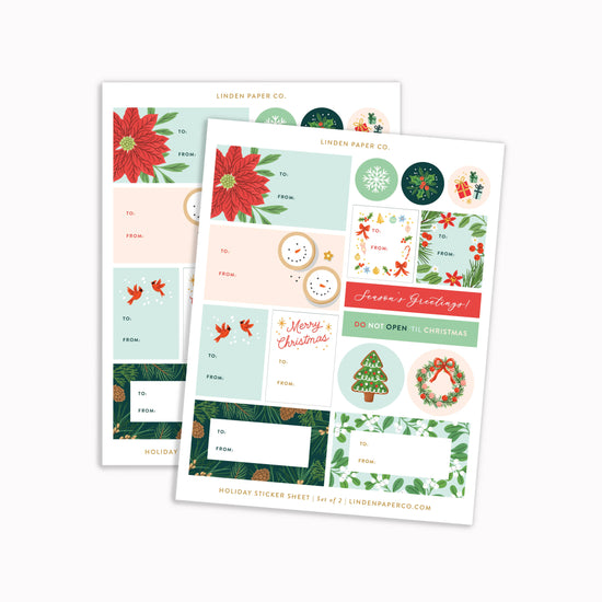 Holiday Gift Tag Sticker Sheet | Set of 2