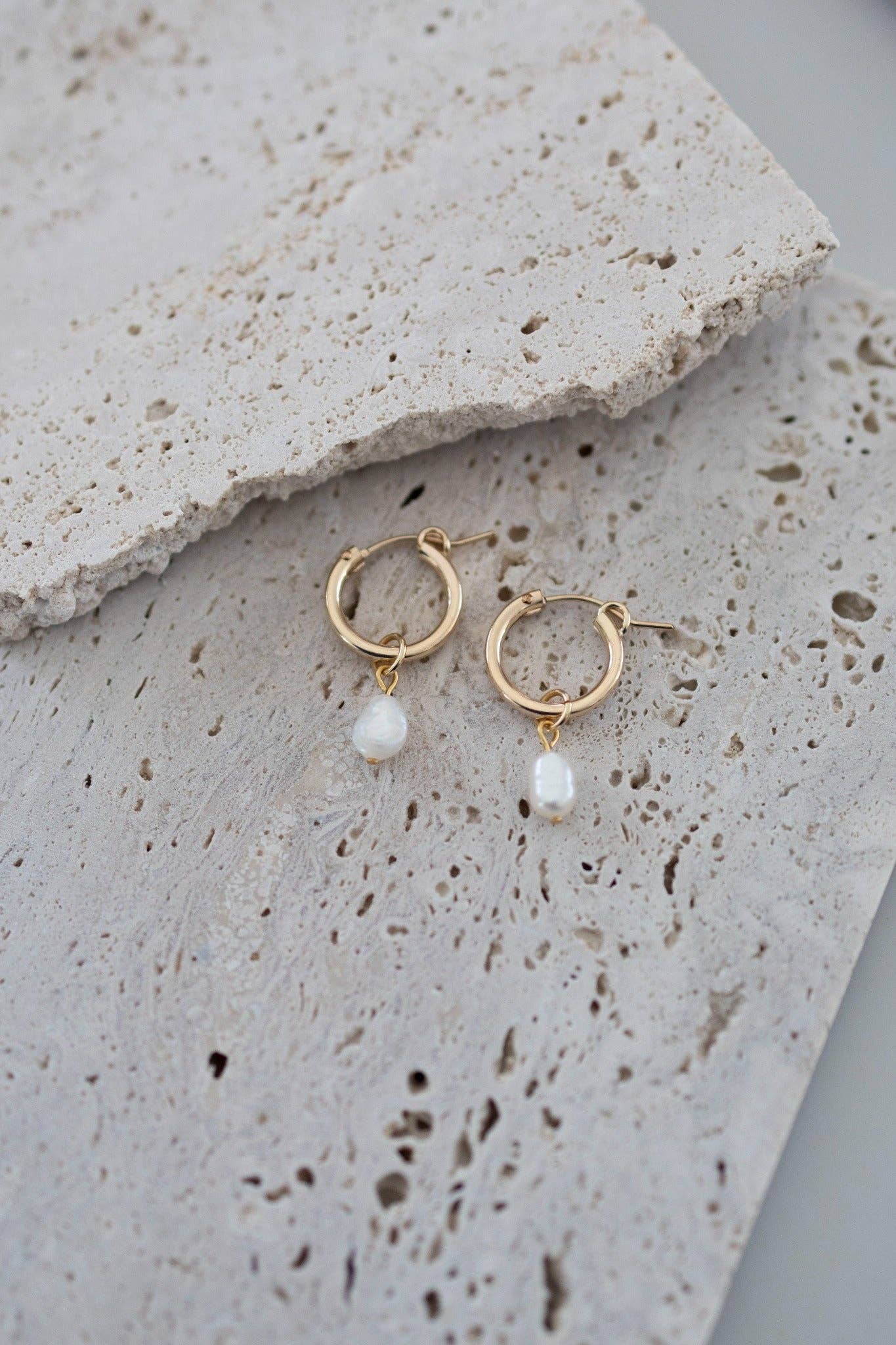 Pearl Gold Hoop Earrings