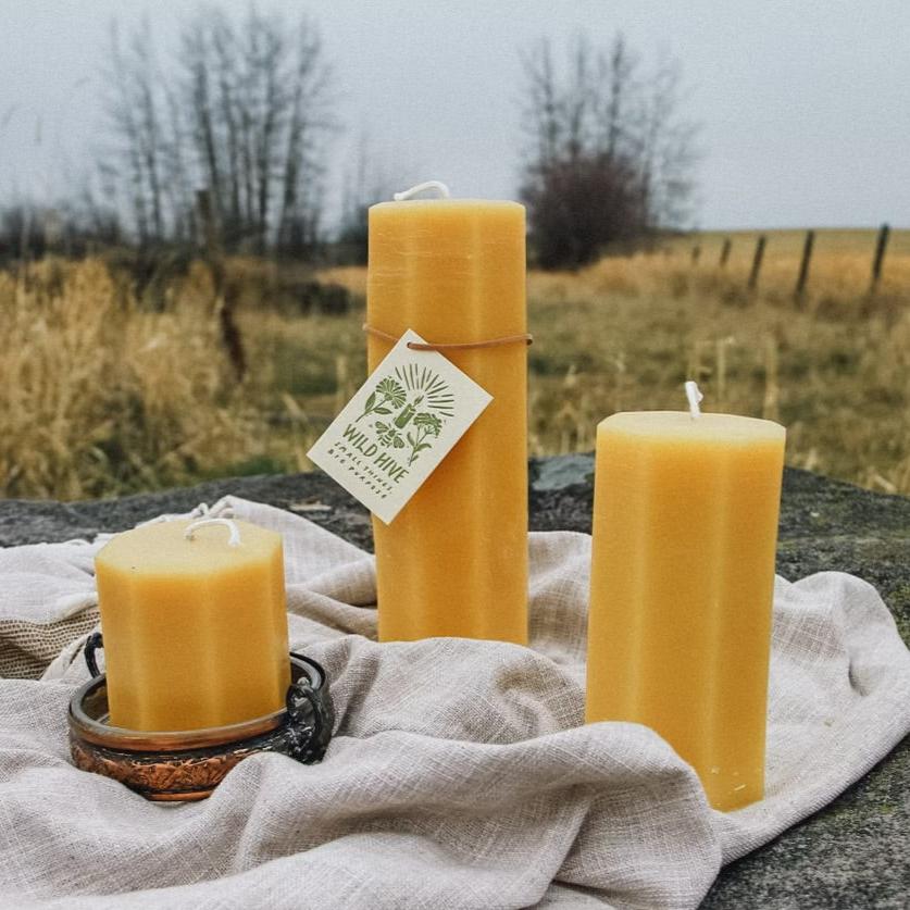 Octagon Beeswax Pillar Candle