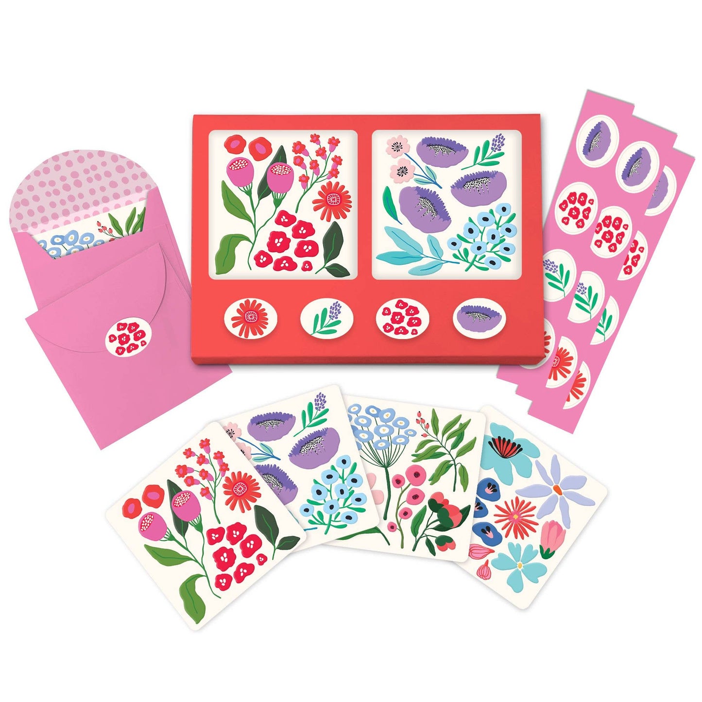 Botanical Bliss Mini Note Card Set with Stickers | 12 cards