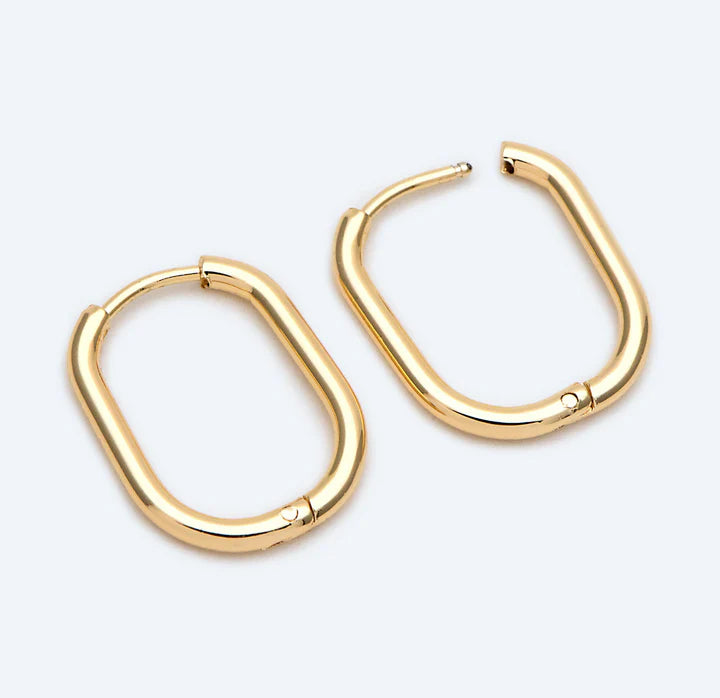 Adeline XL - Gold Oval Huggie Earrings