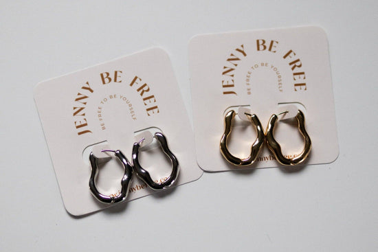 Organic Hoop Earrings - Gold