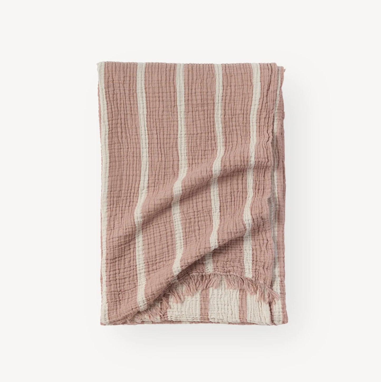 Crinkle Striped Throw Blanket | Turkish Cotton