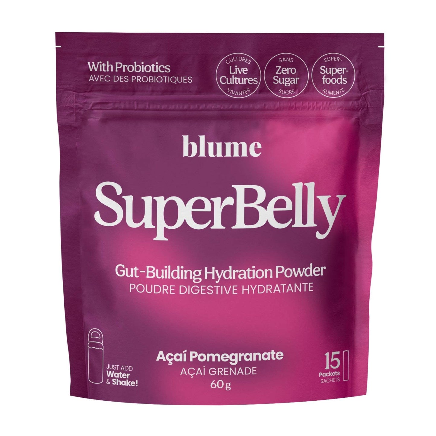 Açai Pomegranate SuperBelly | Probiotic Hydration Beverage Mix - BeveragesBlumeAP-SS-15CT-CAMisiyo Candle Co