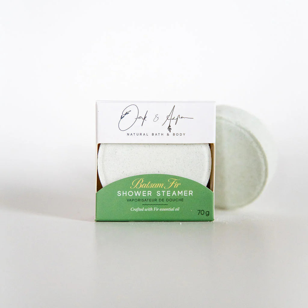 Shower steamer with packaging on a white background