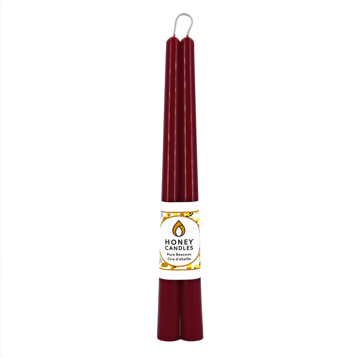 Burgundy Beeswax Taper Candle Pair - Taper CandlesHoney CandlesMisiyo Candle Co