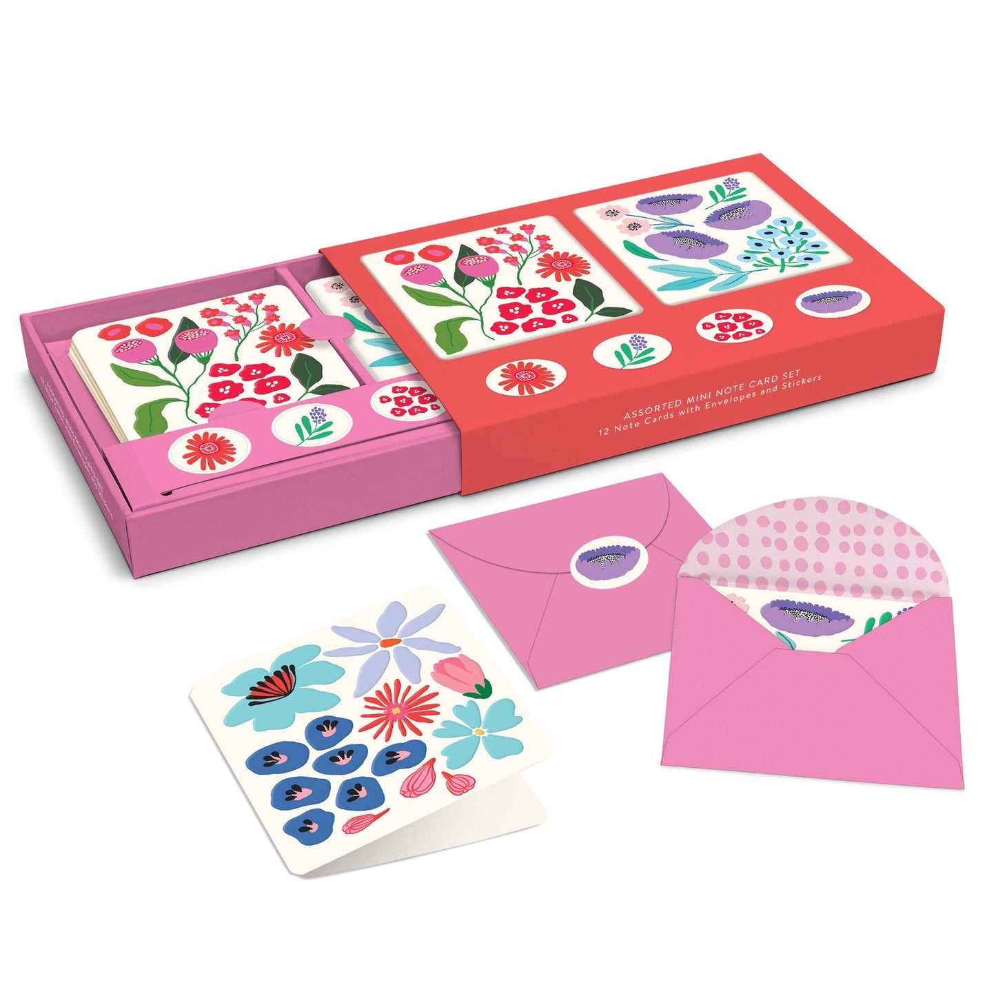 Botanical Bliss Mini Note Card Set with Stickers | 12 cards