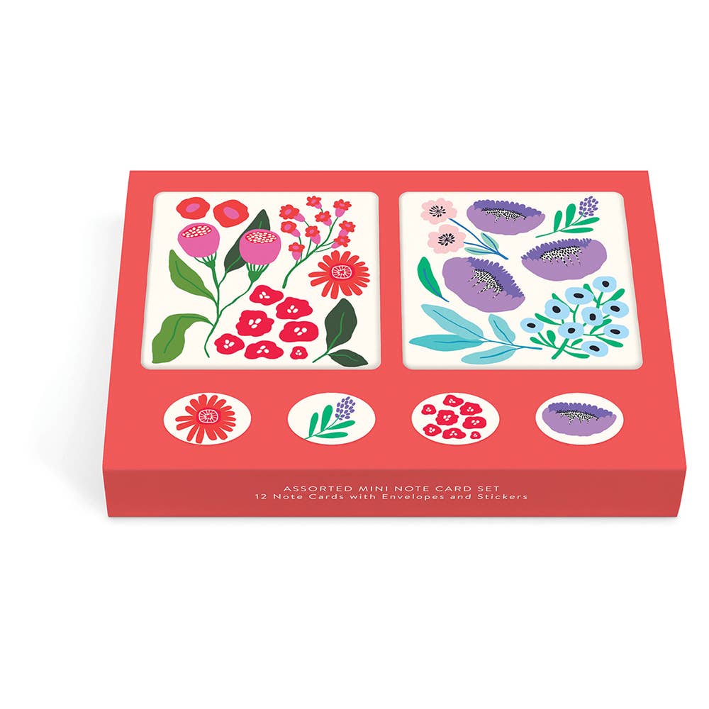 Botanical Bliss Mini Note Card Set with Stickers | 12 cards