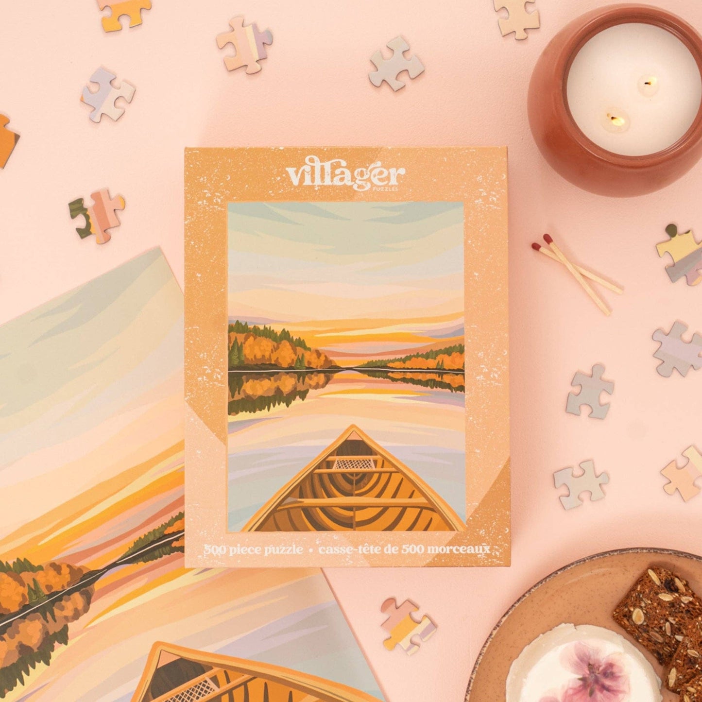 Canoeing at Dawn | 500-Piece Puzzle | Designed in Canada - PuzzlesVillager PuzzlesVPCANO01Misiyo Candle Co
