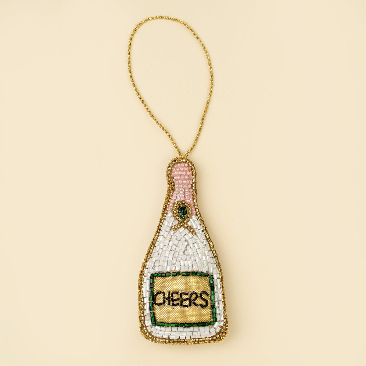 Champagne Cheers Zardozi Holiday Ornament - Christmas OrnamentsIndabaMisiyo Candle Co