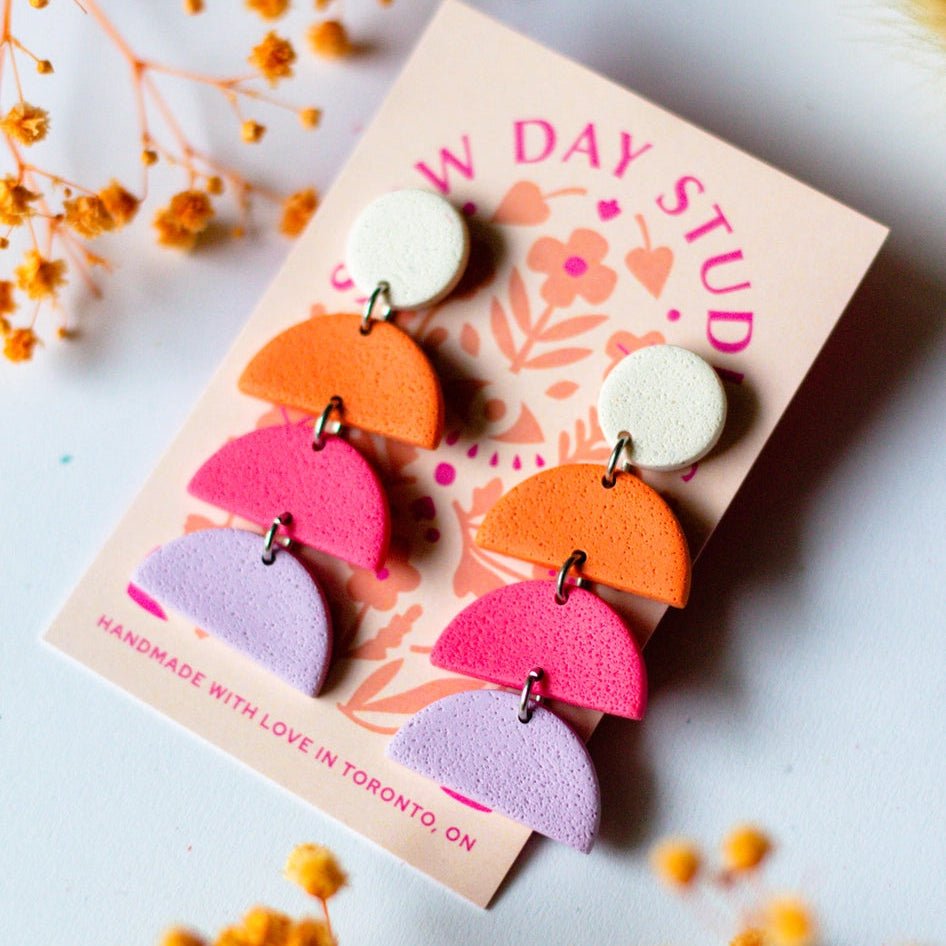 Colourblock Half Circle Dangle Earrings - EarringsSlow Day StudiosMisiyo Candle Co