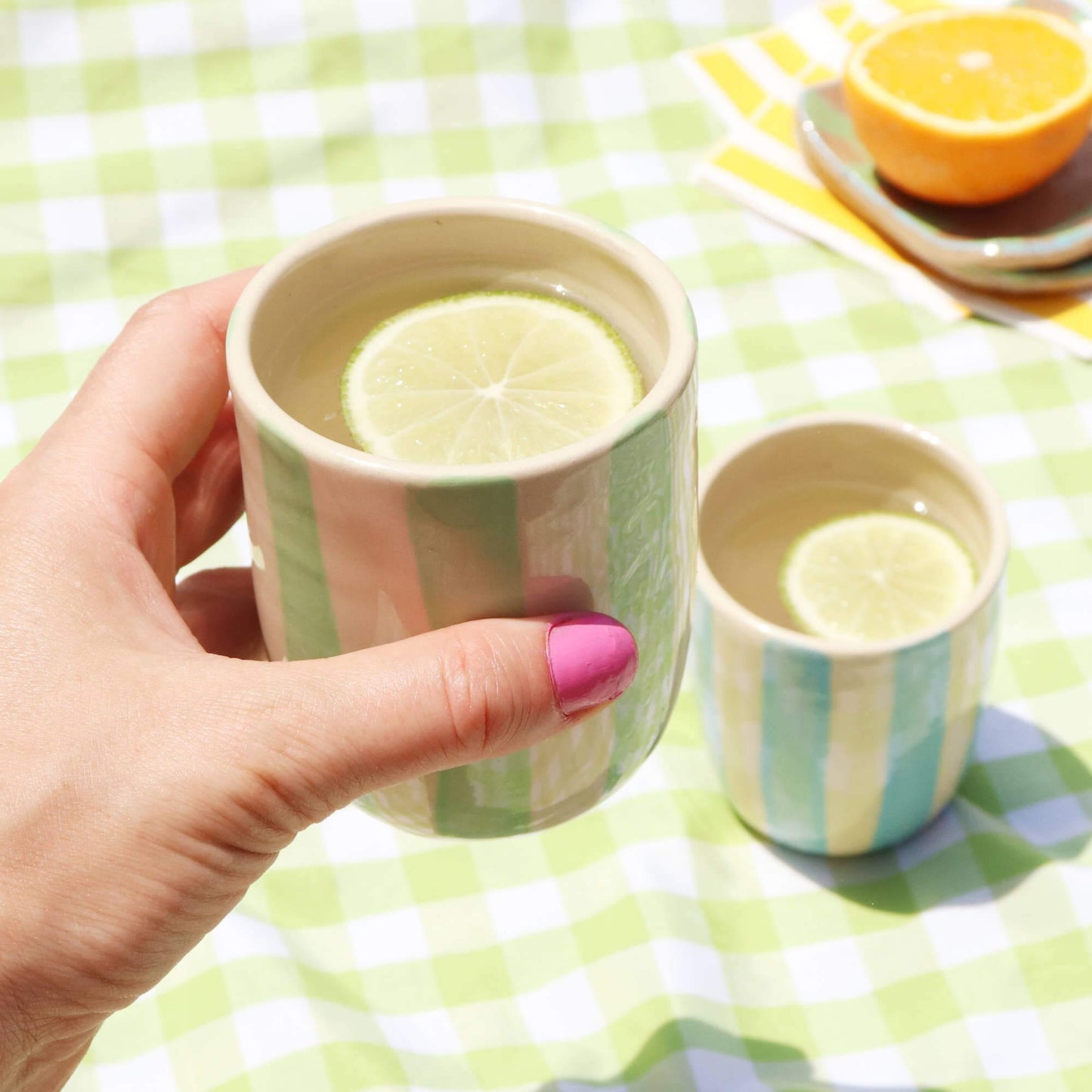 Cottage Striped Tumbler | handcrafted ceramics - PotteryNightshift CeramicsMisiyo Candle Co