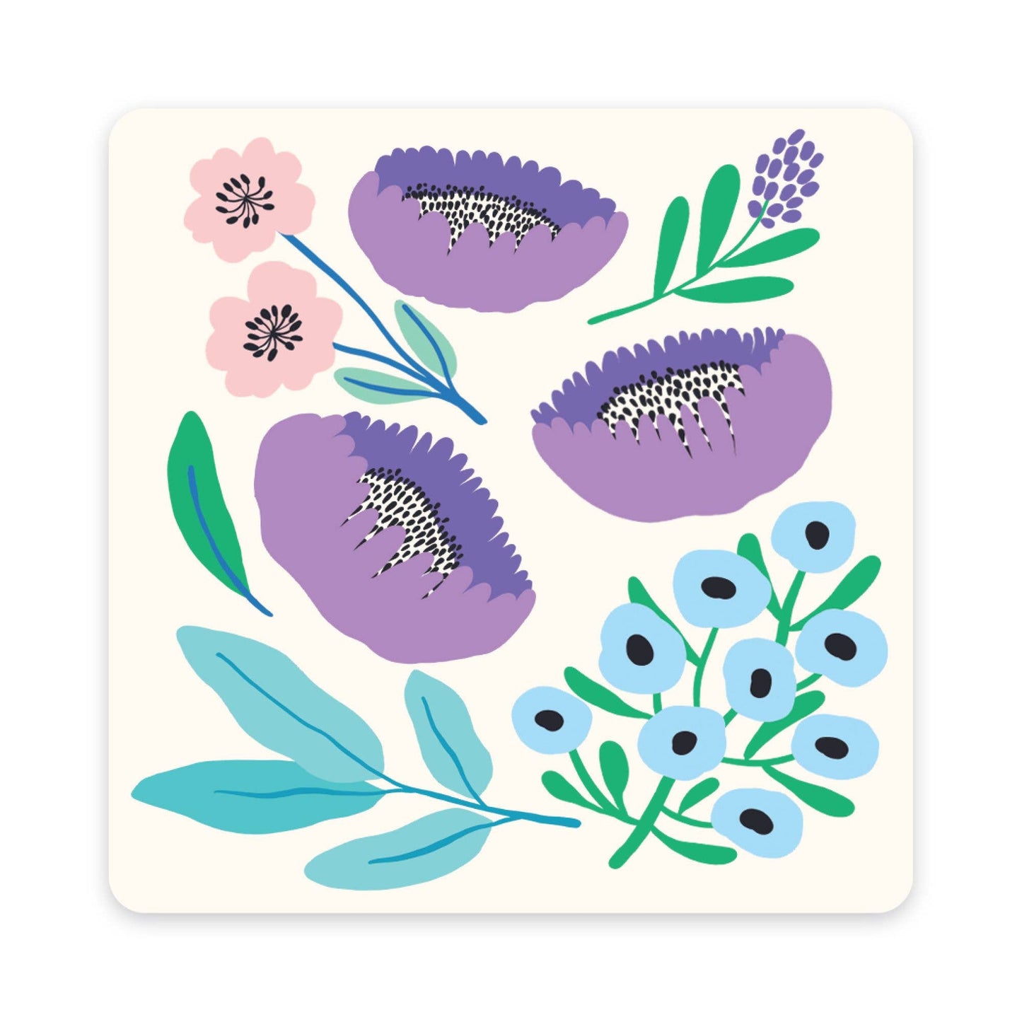 Botanical Bliss Mini Note Card Set with Stickers | 12 cards