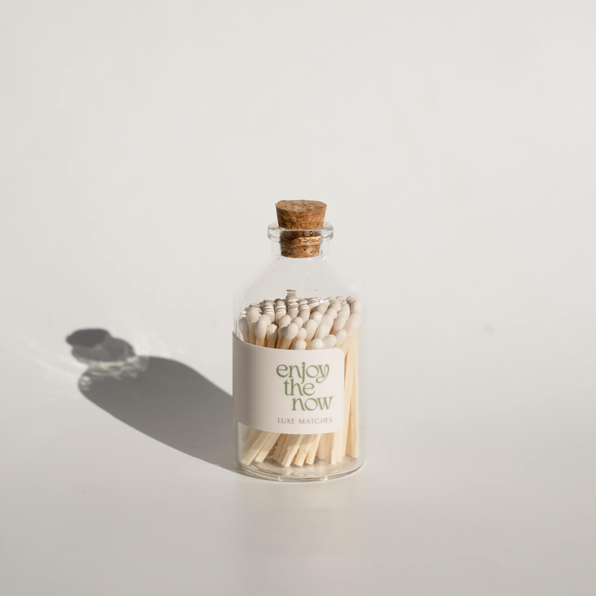 Enjoy the Now | Luxe Wooden Matches in Apothecary Glass Bottle