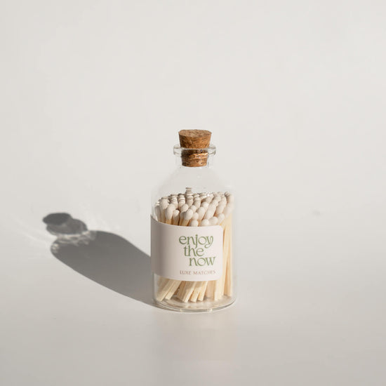 Enjoy the Now | Luxe Wooden Matches in Apothecary Glass Bottle