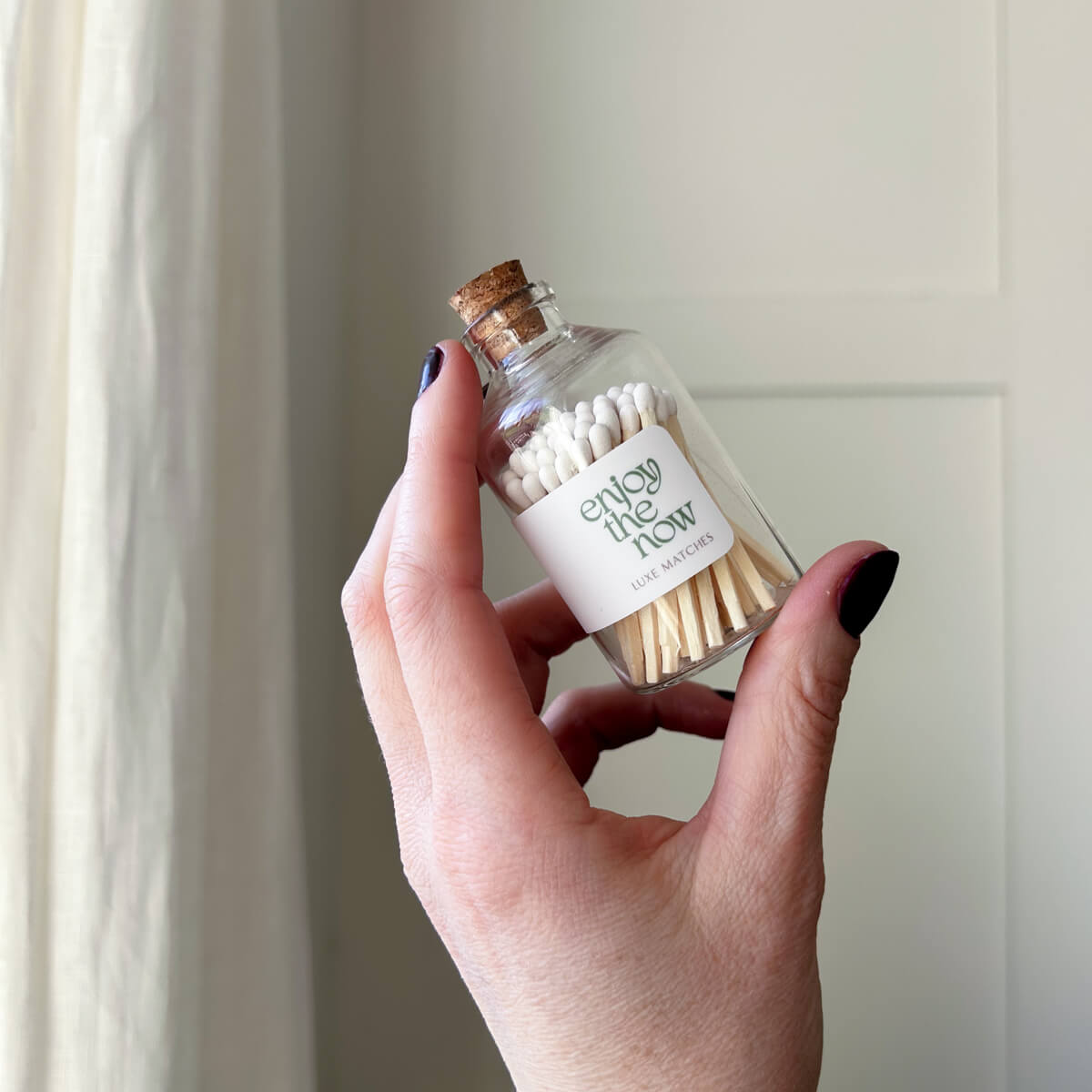Enjoy the Now | Luxe Wooden Matches in Apothecary Glass Bottle