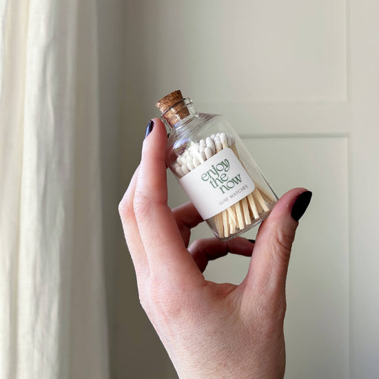 Enjoy the Now | Luxe Wooden Matches in Apothecary Glass Bottle