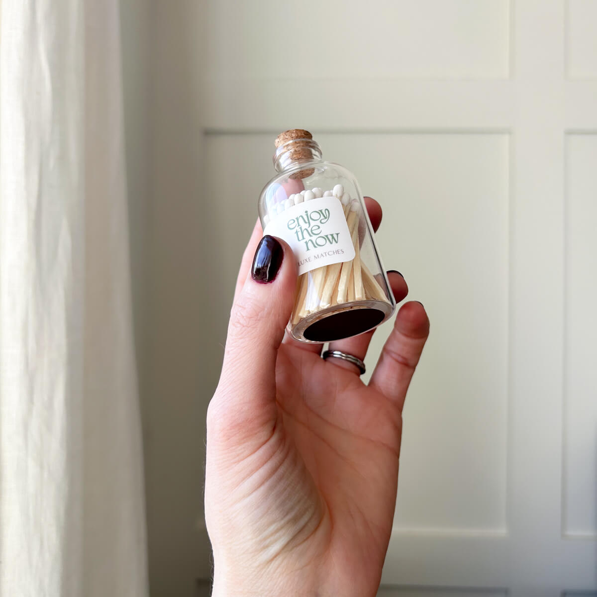 Enjoy the Now | Luxe Wooden Matches in Apothecary Glass Bottle