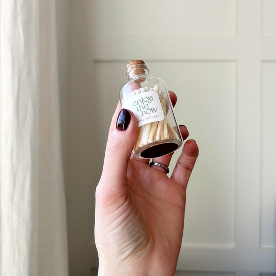 Enjoy the Now | Luxe Wooden Matches in Apothecary Glass Bottle