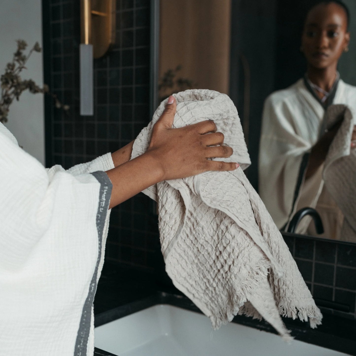 French Waffle Turkish Cotton Hand Towel