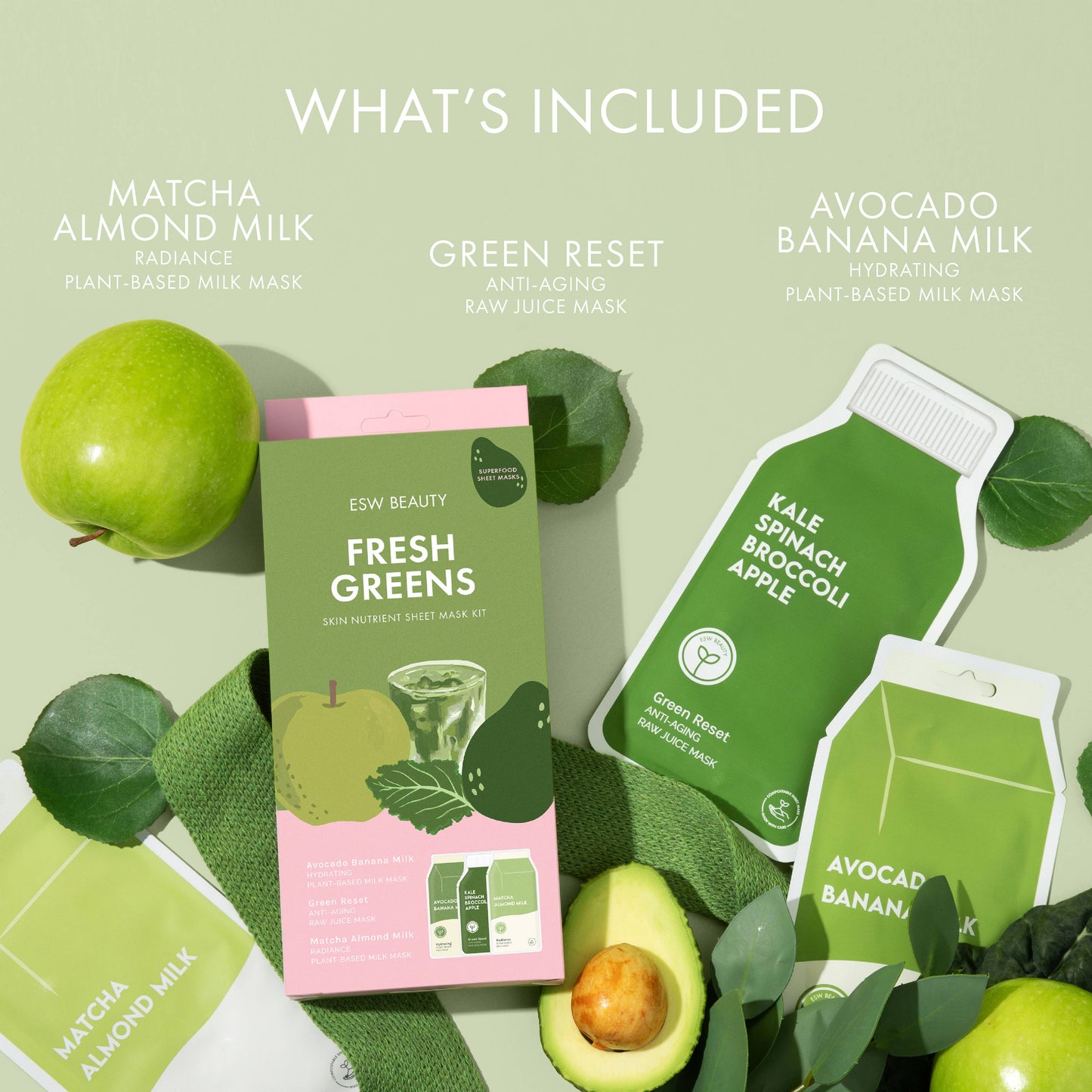 Fresh Greens Superfood Sheet Mask Set - Face MasksESW BeautyE0391Misiyo Candle Co