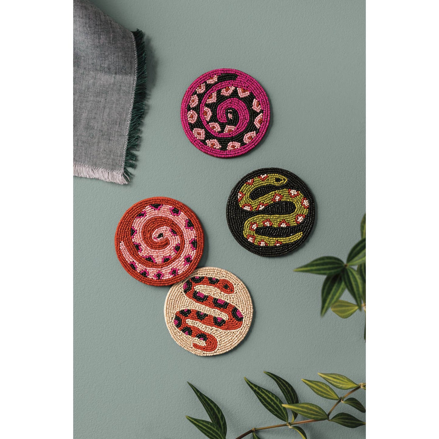 Gardenland Beaded Coasters | set of 4 - CoastersDanicaDCO3756DMisiyo Candle Co