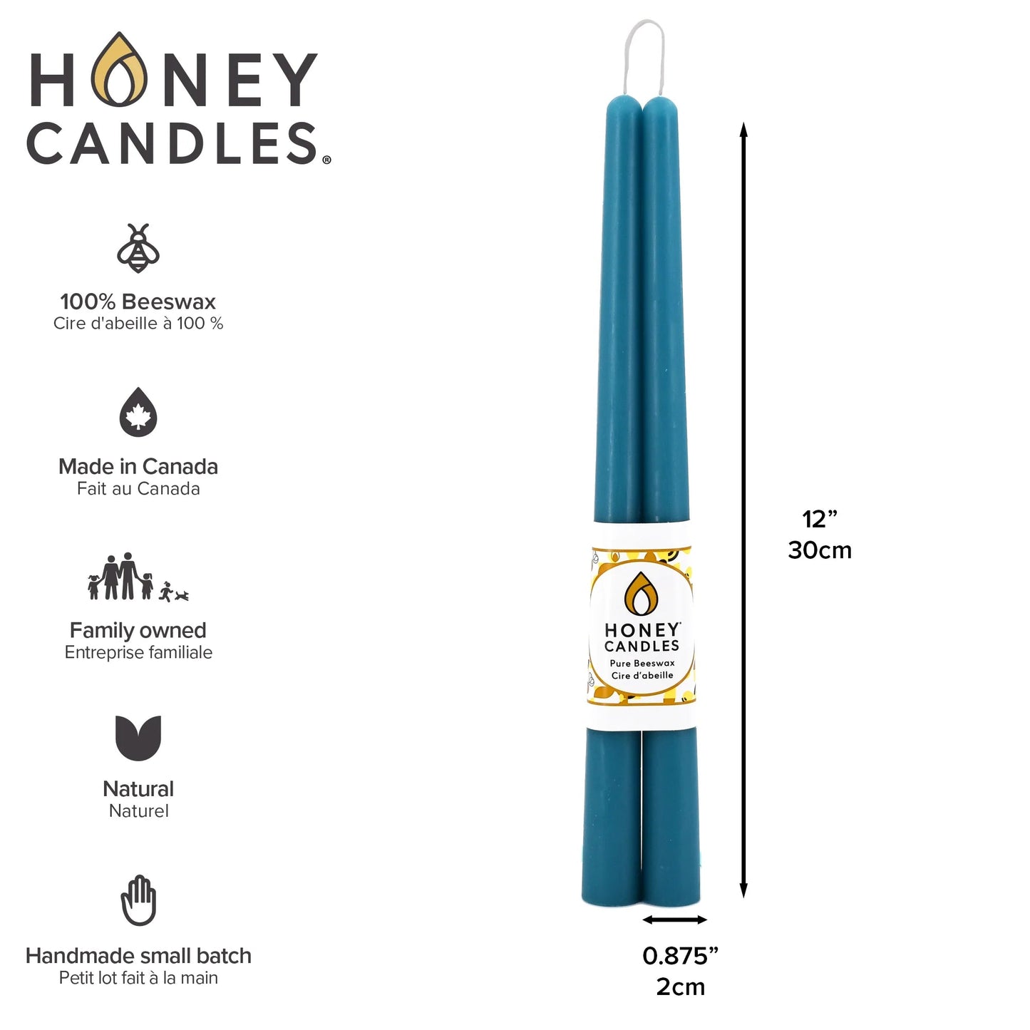 Glacier Teal Beeswax Taper Candle Pair - Taper CandlesHoney CandlesMisiyo Candle Co