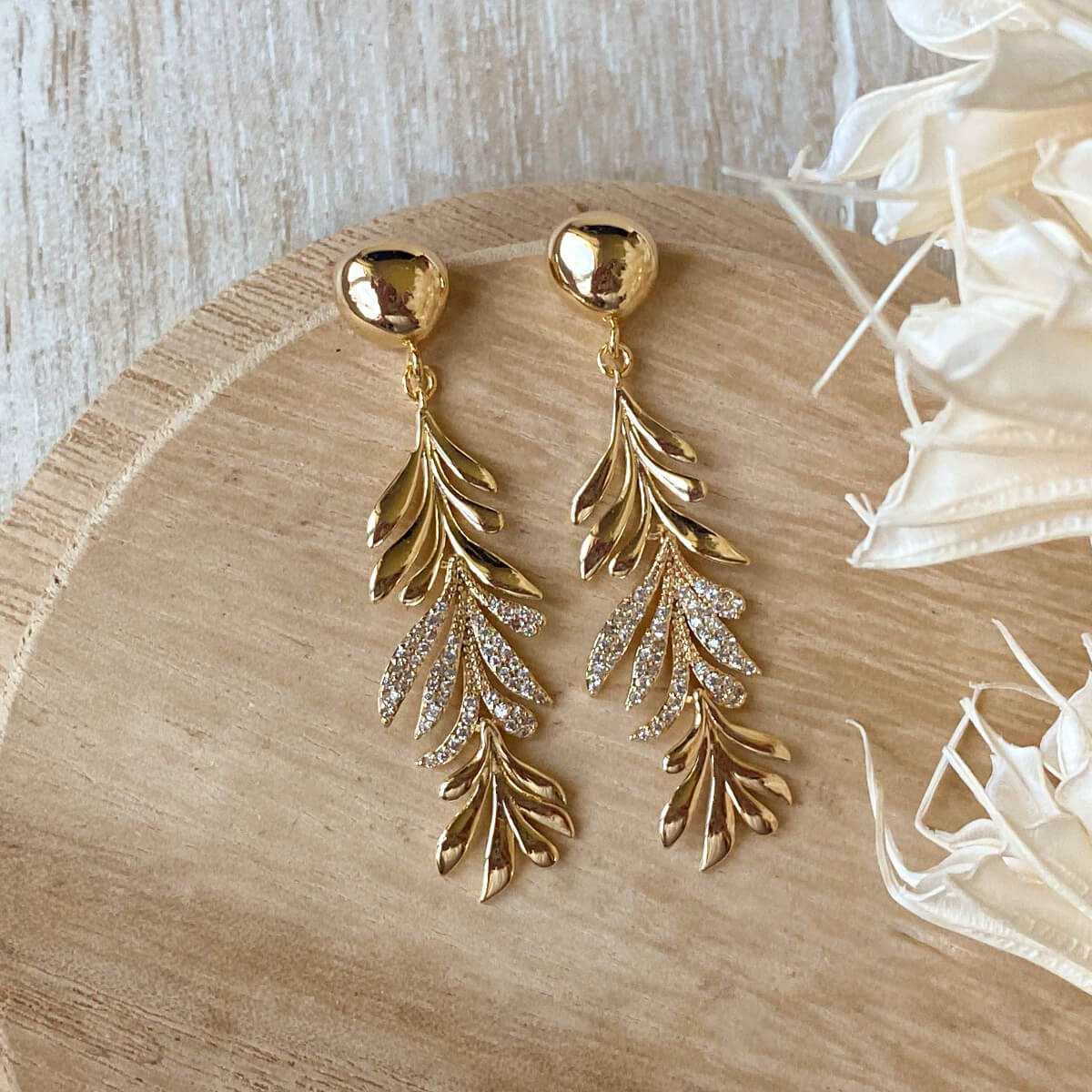 Golden Fern Dangle Earrings | gold-plated - EarringsAgaveh girlGOL-FER-35Misiyo Candle Co