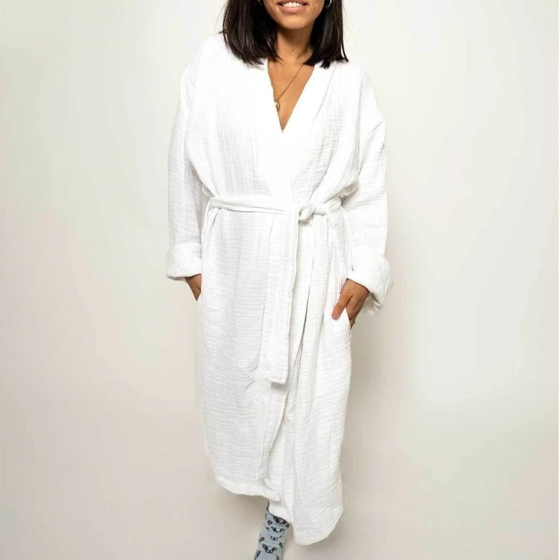 Grey Turkish Cotton Crinkle Robe - RobesPokolokocrinklerobe-grey-S/MMisiyo Candle Co