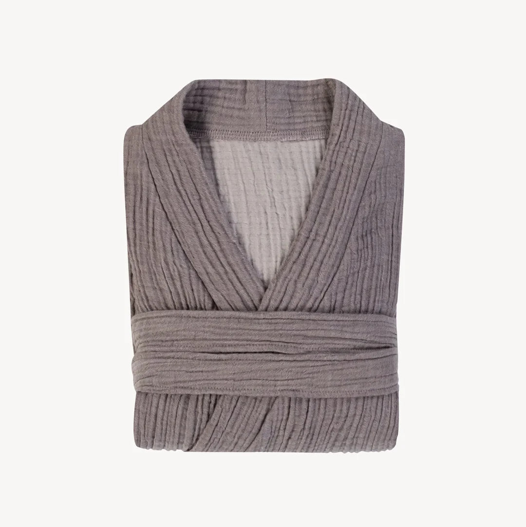 Grey Turkish Cotton Crinkle Robe - RobesPokolokocrinklerobe-grey-S/MMisiyo Candle Co