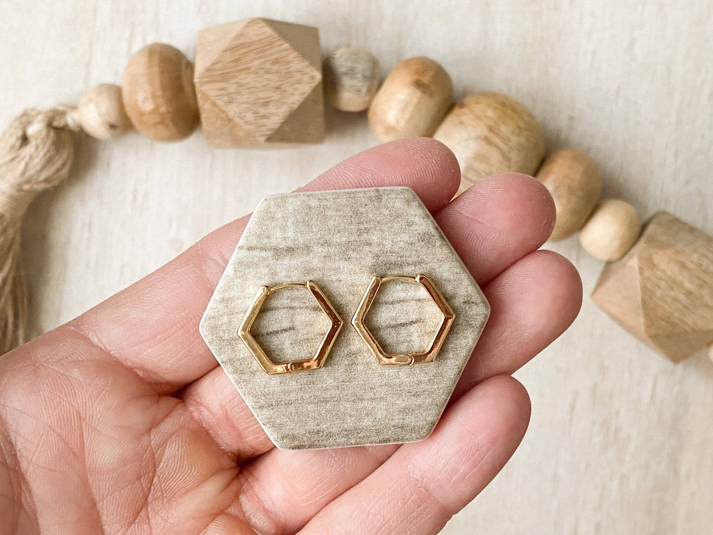 Hexi Gold Huggie Earrings - EarringsAgaveh girlHEX-HUG-20Misiyo Candle Co