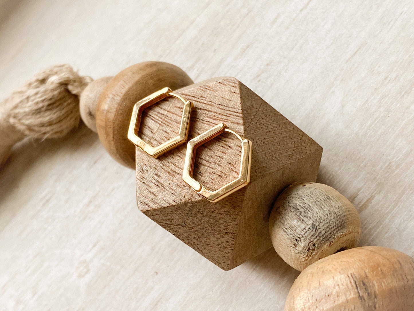 Hexi Gold Huggie Earrings - EarringsAgaveh girlHEX-HUG-20Misiyo Candle Co