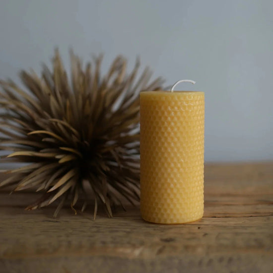 honeycomb beeswax pillar candle