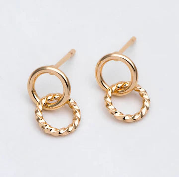 Link Stud Earrings - Gold