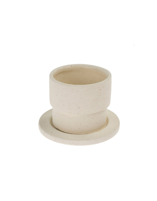 Planter with Saucer - Raw White Clay