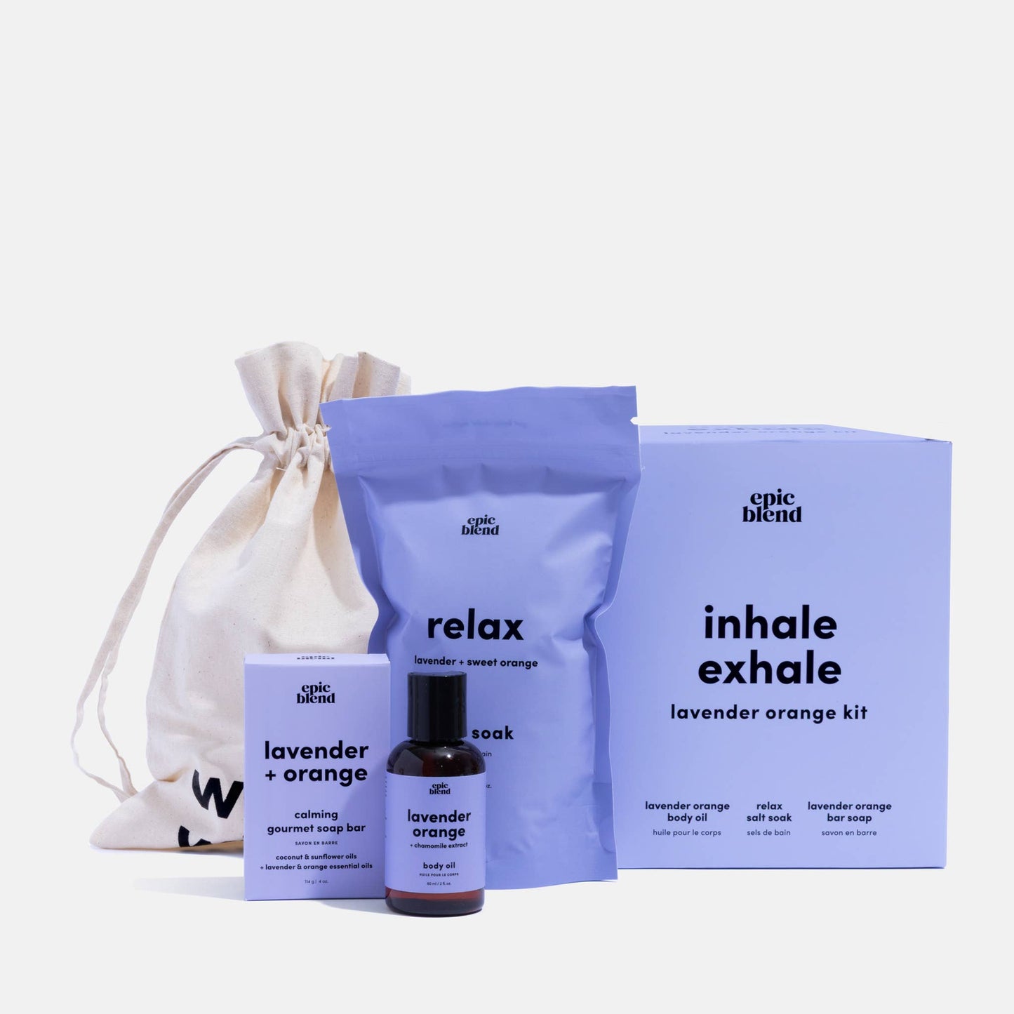 Inhale Exhale | Lavender Orange Bath & Body Gift Set - Bath & Shower LuxuriesEpic Blend64Misiyo Candle Co
