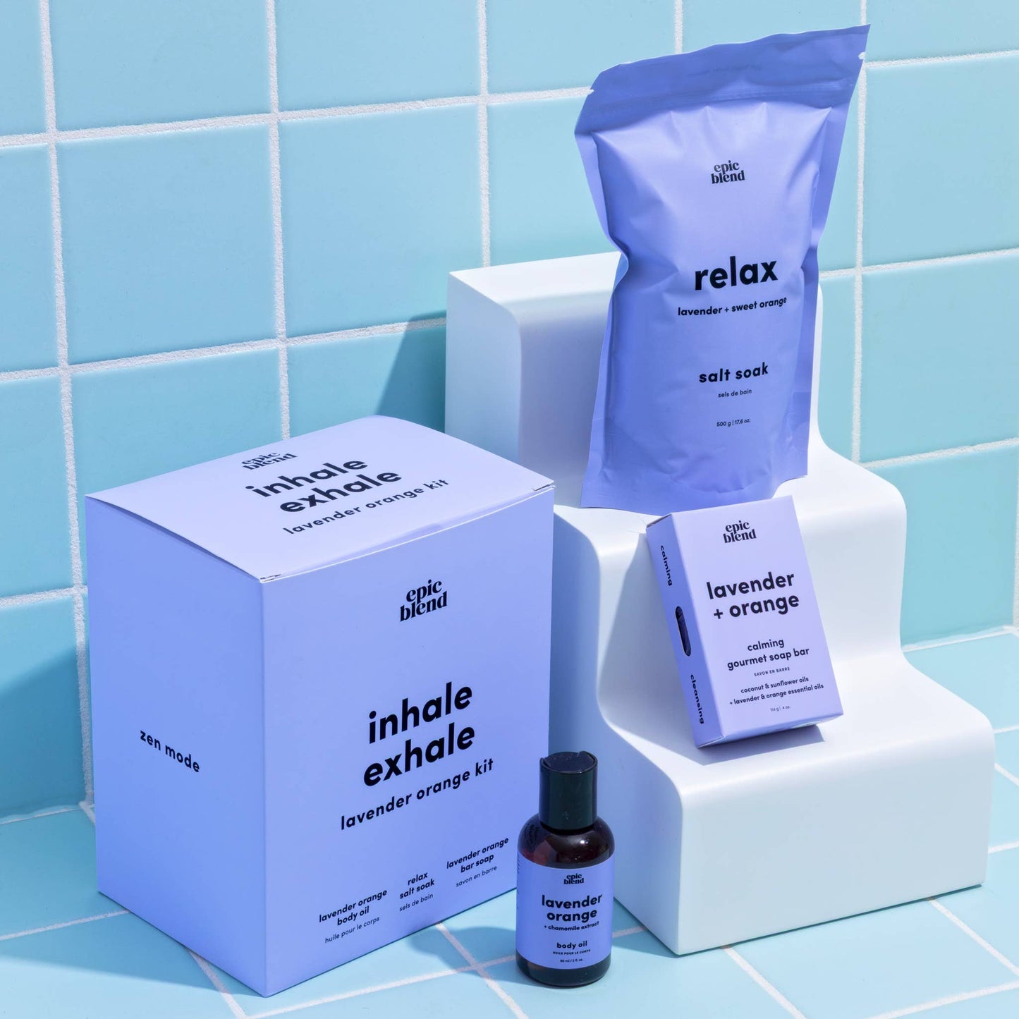 Inhale Exhale | Lavender Orange Bath & Body Gift Set - Bath & Shower LuxuriesEpic Blend64Misiyo Candle Co