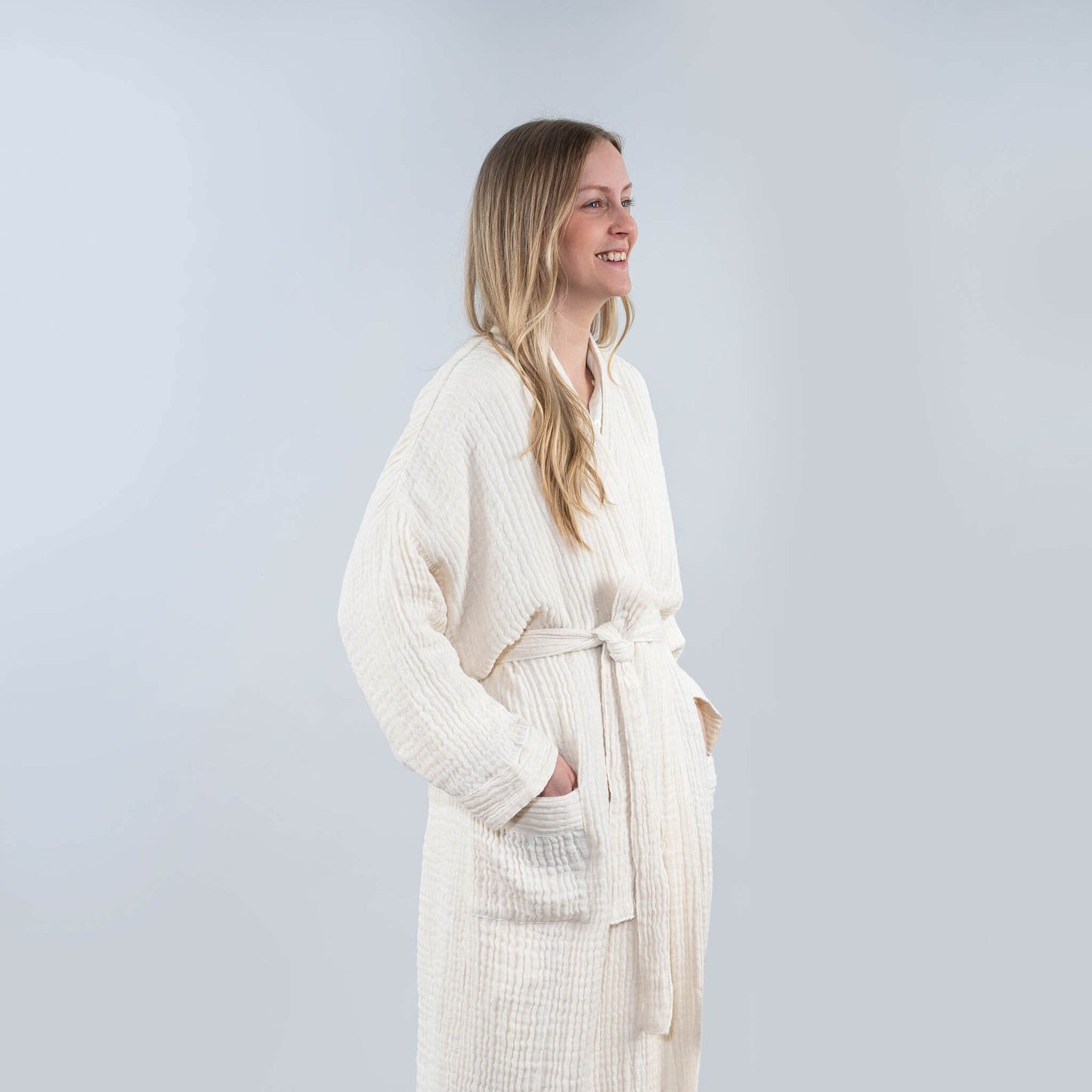 Ivory Linen & Cotton Crinkle Robe - RobesIndabaMisiyo Candle Co