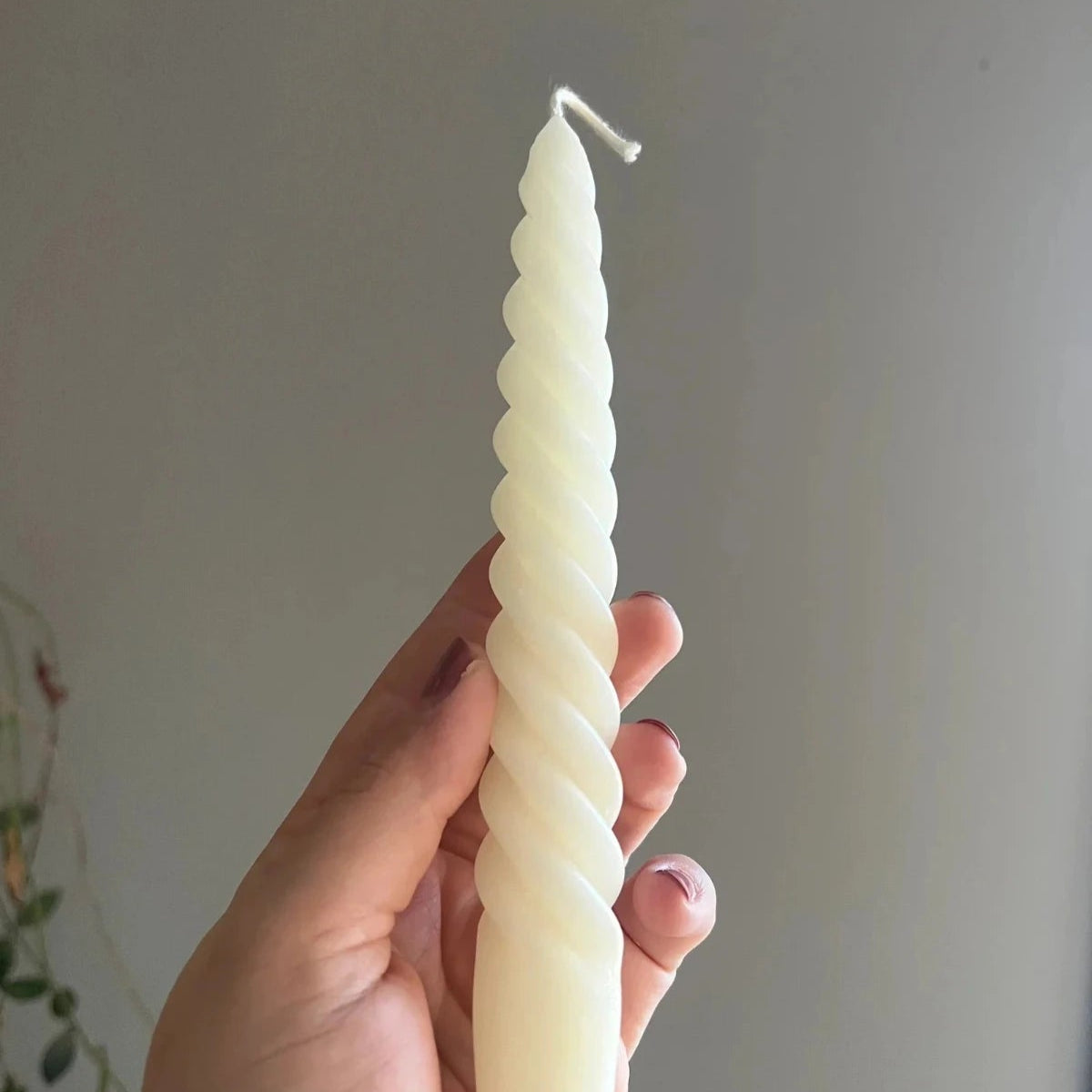 ivory spiral beeswax taper candle