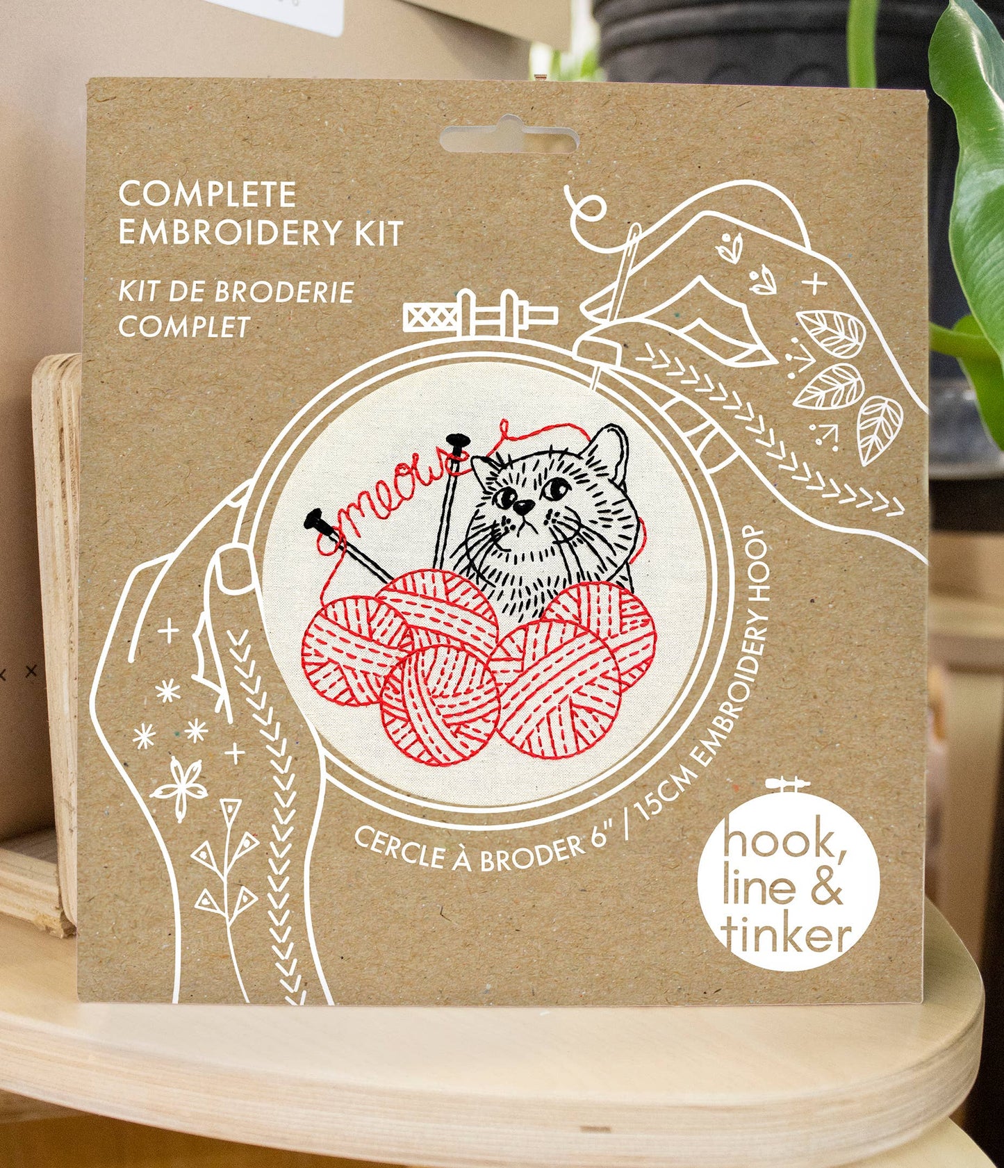 Kitten with Knitting Embroidery Kit - Embroidery KitsHook, Line & TinkerknittinkittenMisiyo Candle Co