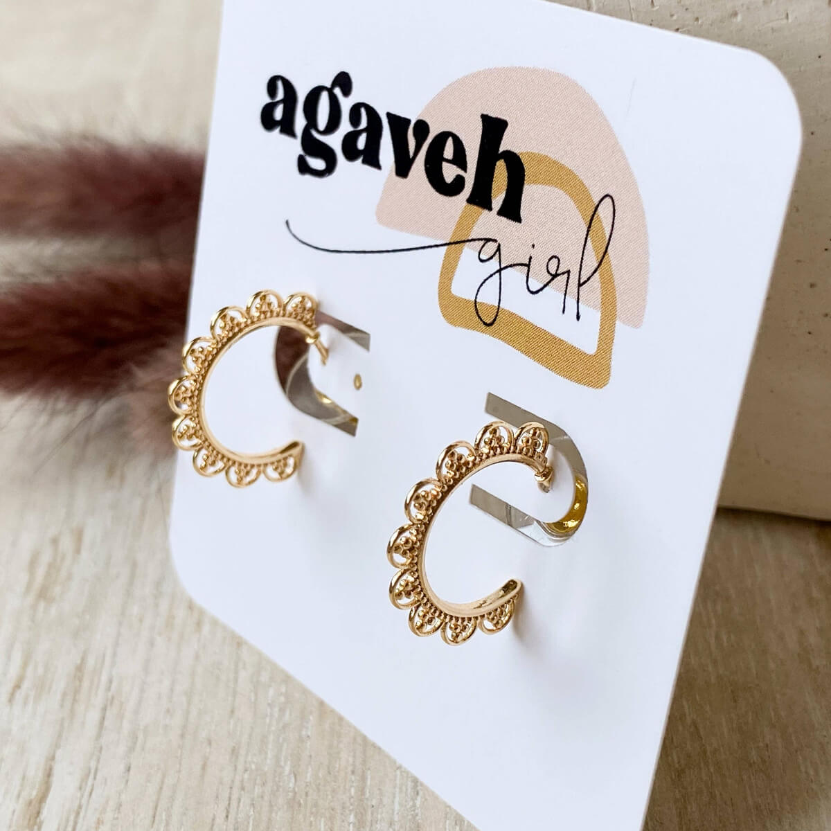 Lace Hoop Earrings | gold-plated - EarringsAgaveh girlLAC-HOO-25Misiyo Candle Co