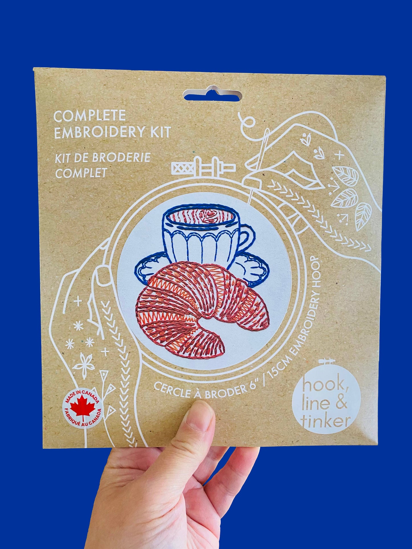 Latte & Croissant Embroidery Kit - Embroidery KitsHook, Line & TinkercroissantMisiyo Candle Co