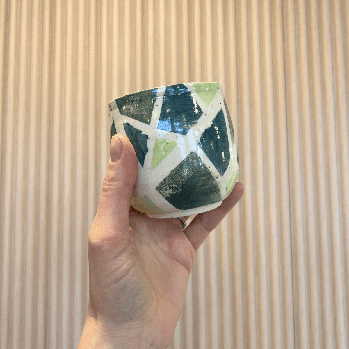 Lime + Teal Prism Tumbler | handcrafted ceramics - PotteryLA PurkisMisiyo Candle Co