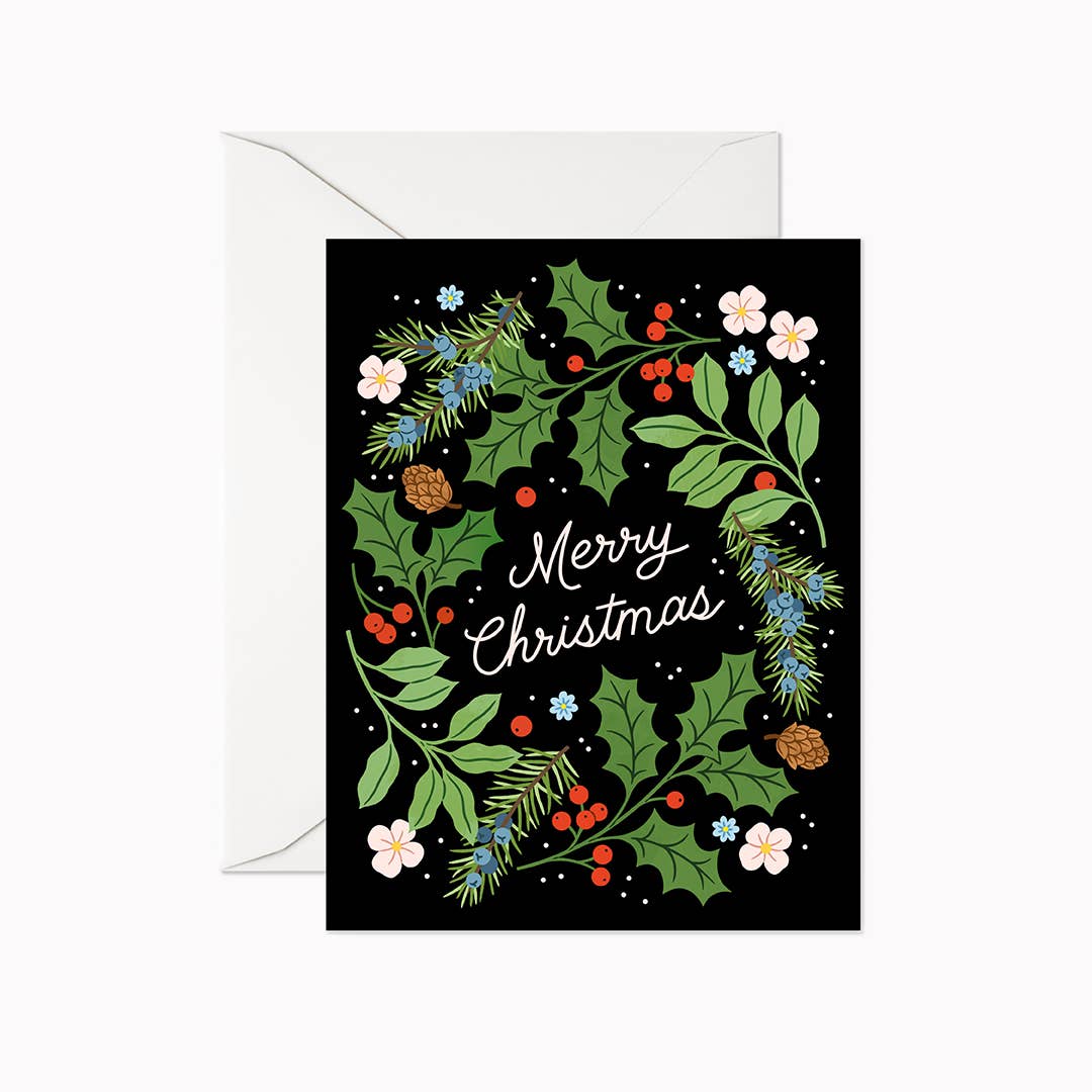 Merry Christmas Wreath | Greeting Card - Greeting & Note CardsLinden Paper Co.HD009Misiyo Candle Co