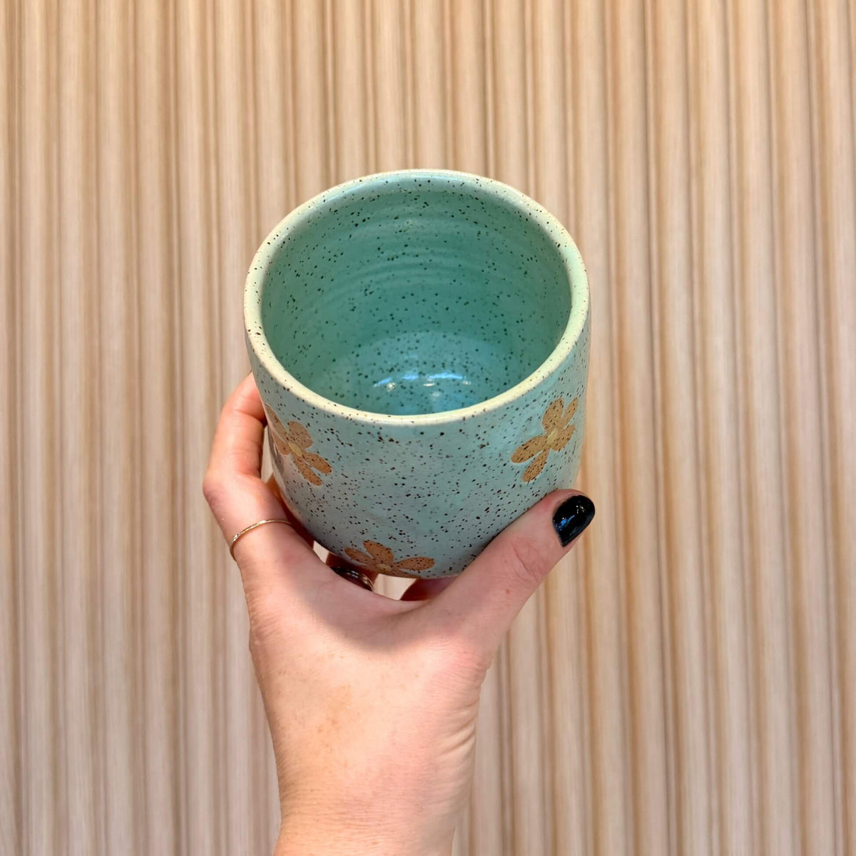Mint Daisy Thumb Cup Mug | handcrafted ceramics - PotteryCeramics By StephCBS-0050Misiyo Candle Co