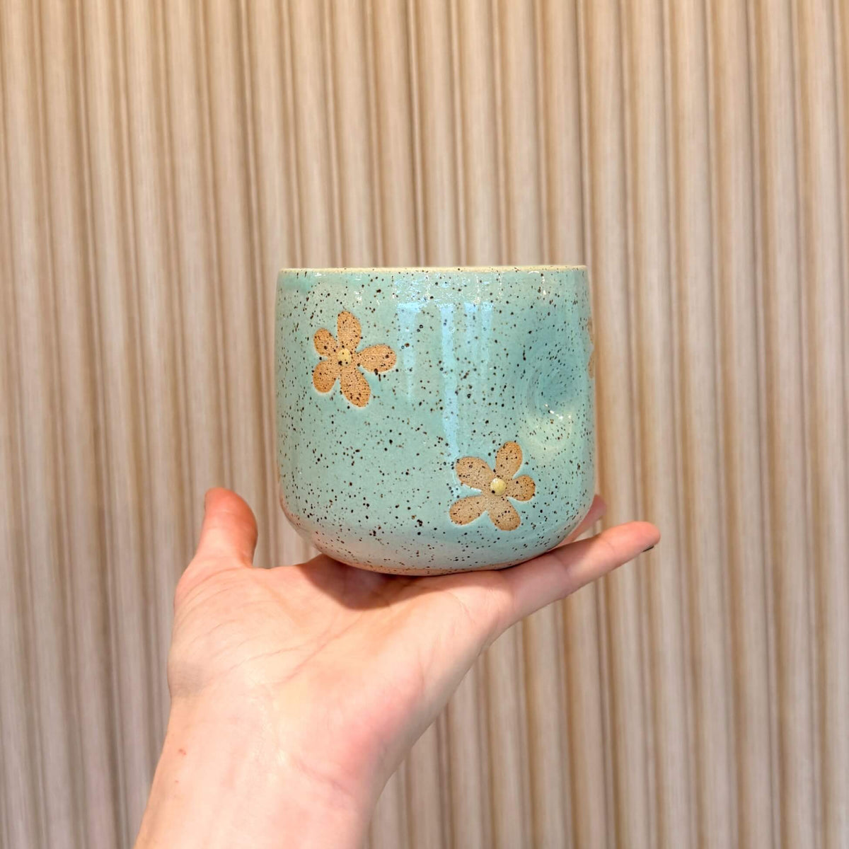 Mint Daisy Thumb Cup Mug | handcrafted ceramics - PotteryCeramics By StephCBS-0050Misiyo Candle Co