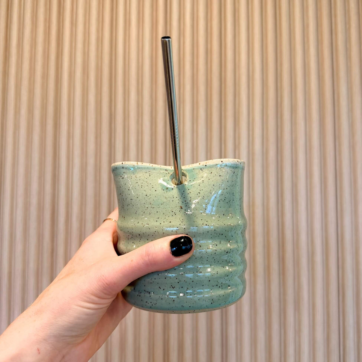 Mint Glazed Straw Cup | handcrafted ceramics - PotteryCeramics By StephCBS-005Misiyo Candle Co