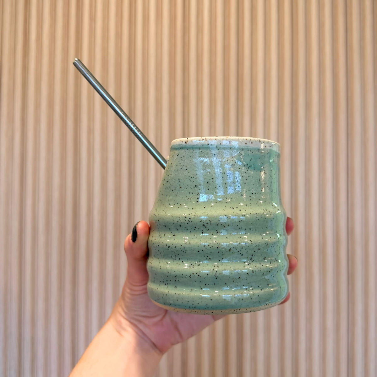 Mint Glazed Straw Cup | handcrafted ceramics - PotteryCeramics By StephCBS-005Misiyo Candle Co