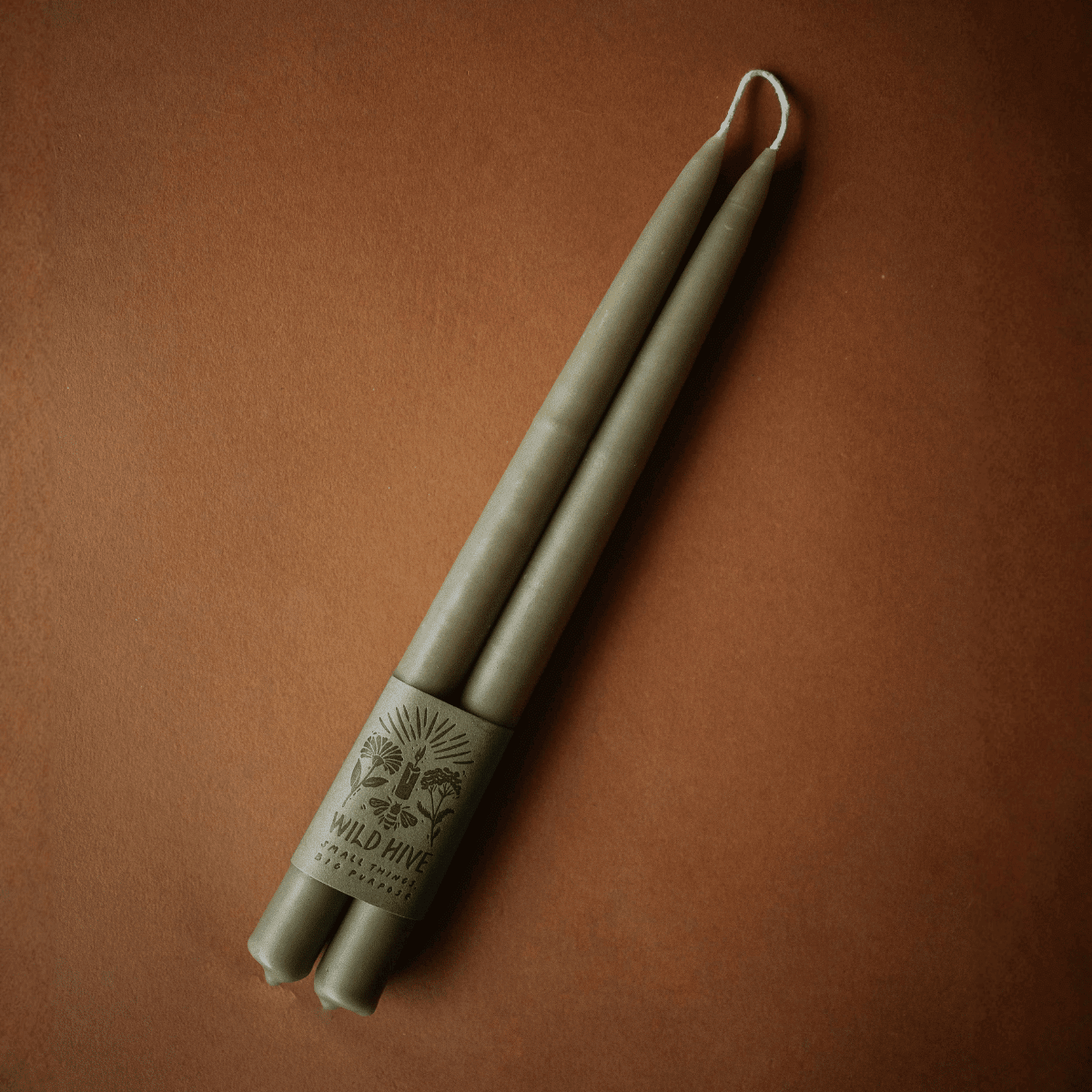 Moss Green Beeswax Taper Candles - Taper CandlesWild Hive ApiaryMisiyo Candle Co