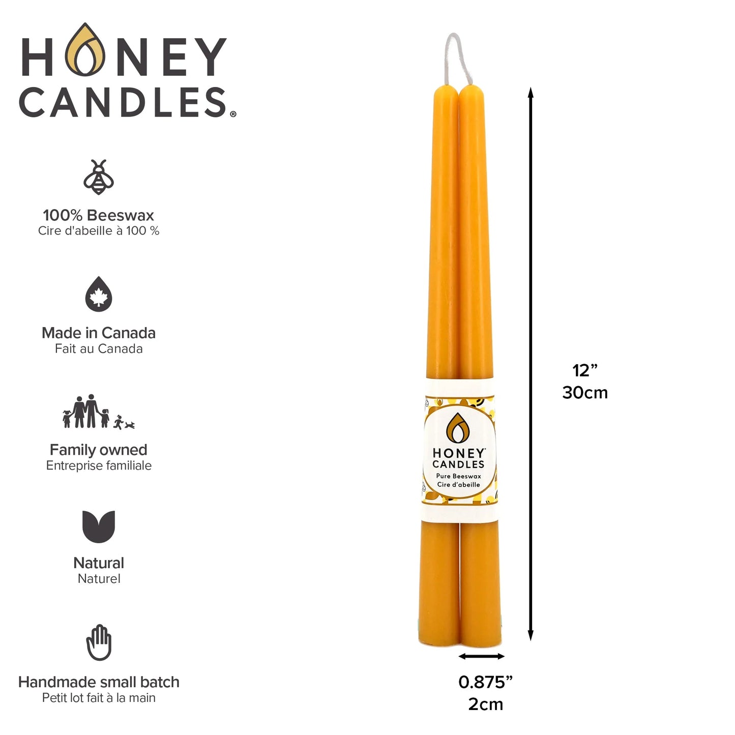 Natural Beeswax Taper Candle Pair - Taper CandlesHoney CandlesCC010Misiyo Candle Co